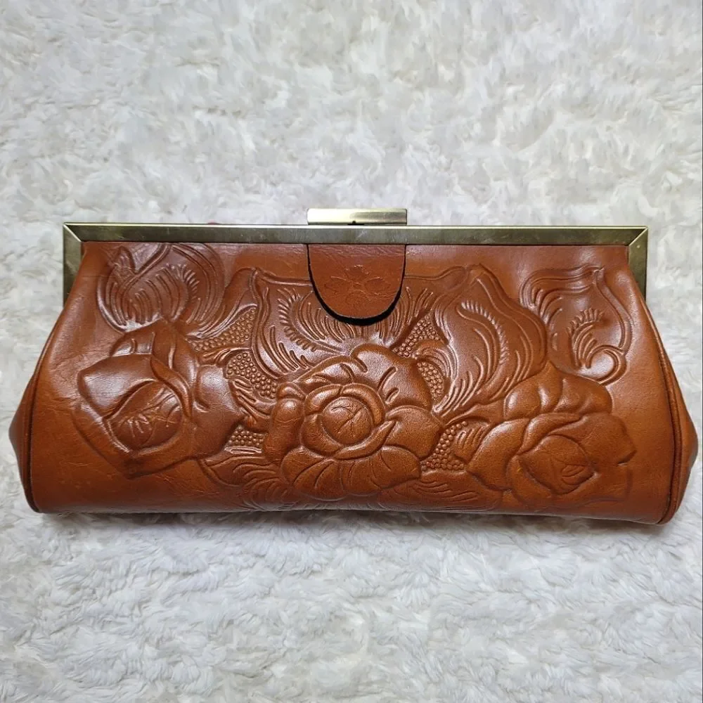 Patricia Nash Athena Floral Embossed Italian Leather Clutch - Florance